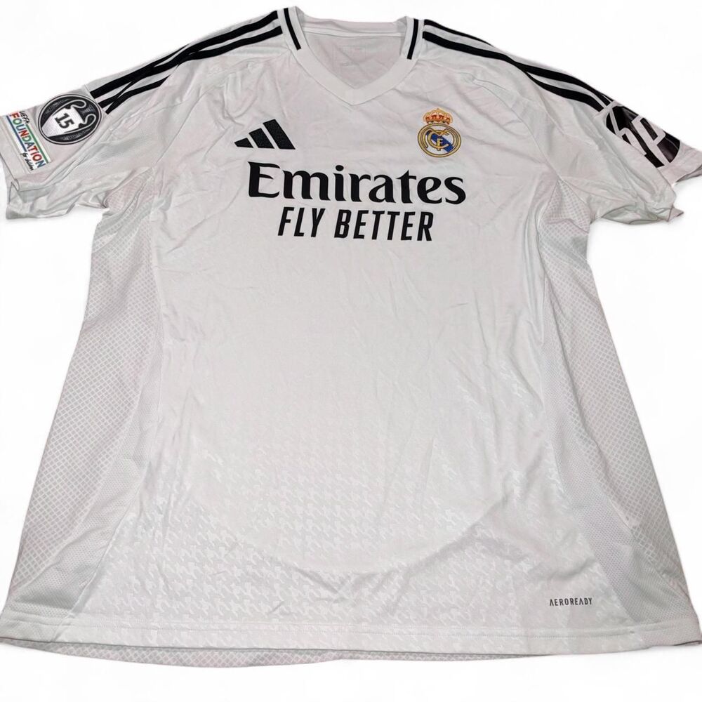 Adidas Aeroready Men's Real Madrid 24/25 Home Soccer Jersey White XL Slim Fit